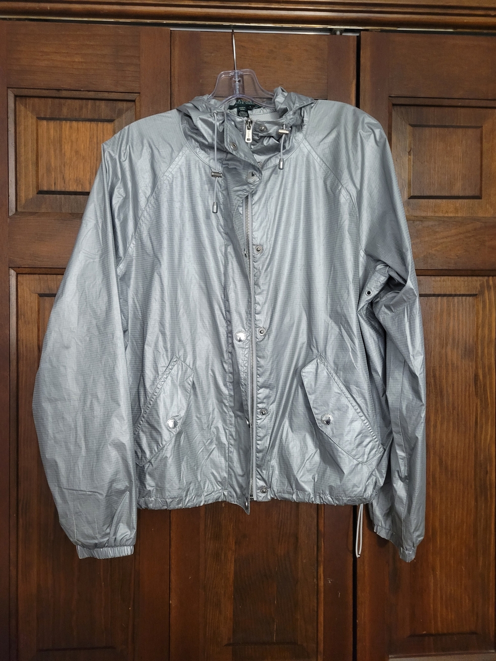 Ralph Lauren Silver Hooded Raincoat Jacket